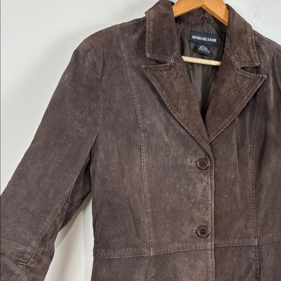 Misdemeanor Womens Large Suede Jacket Brown Button Front Y2K - Picture 2 of 7